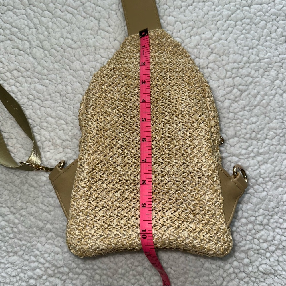 Urban Expressions straw woven crossbody sling bag adjustable strap zippers gold - Picture 13 of 15